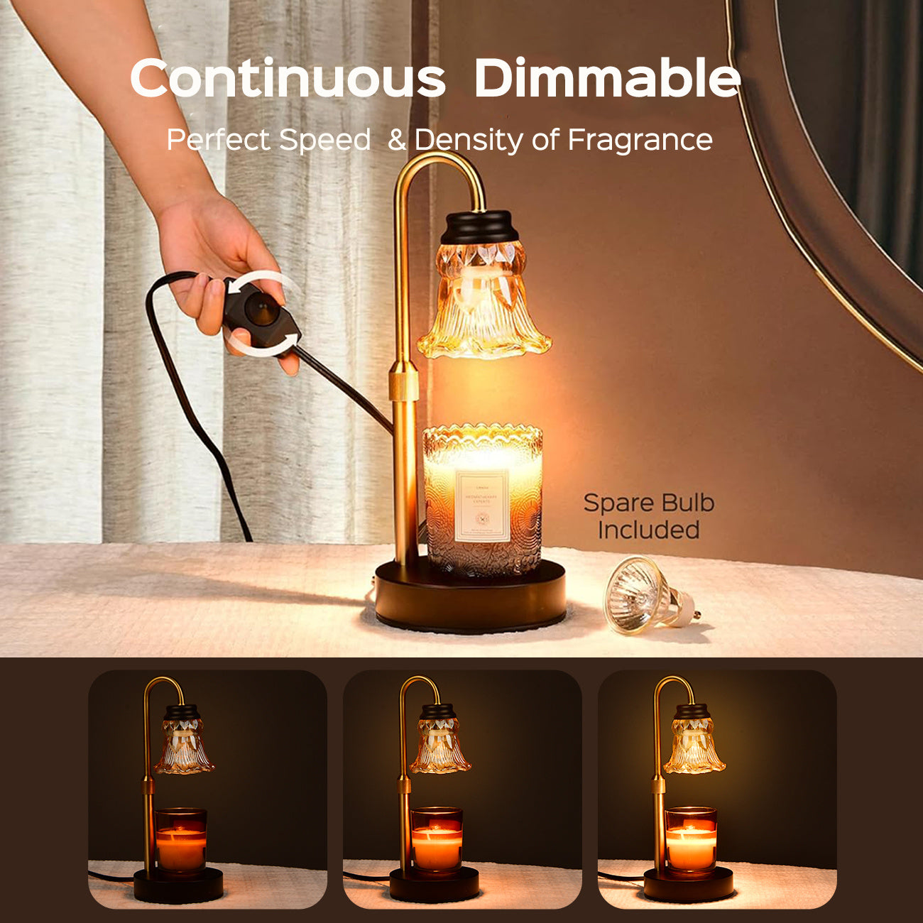 Fragrance Candle Warmer Lamp 2-Pack Adjustable with Dimmer