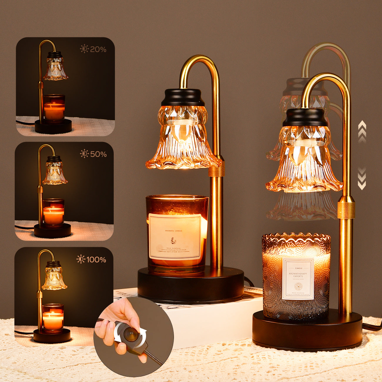 Fragrance Candle Warmer Lamp 2-Pack Adjustable with Dimmer