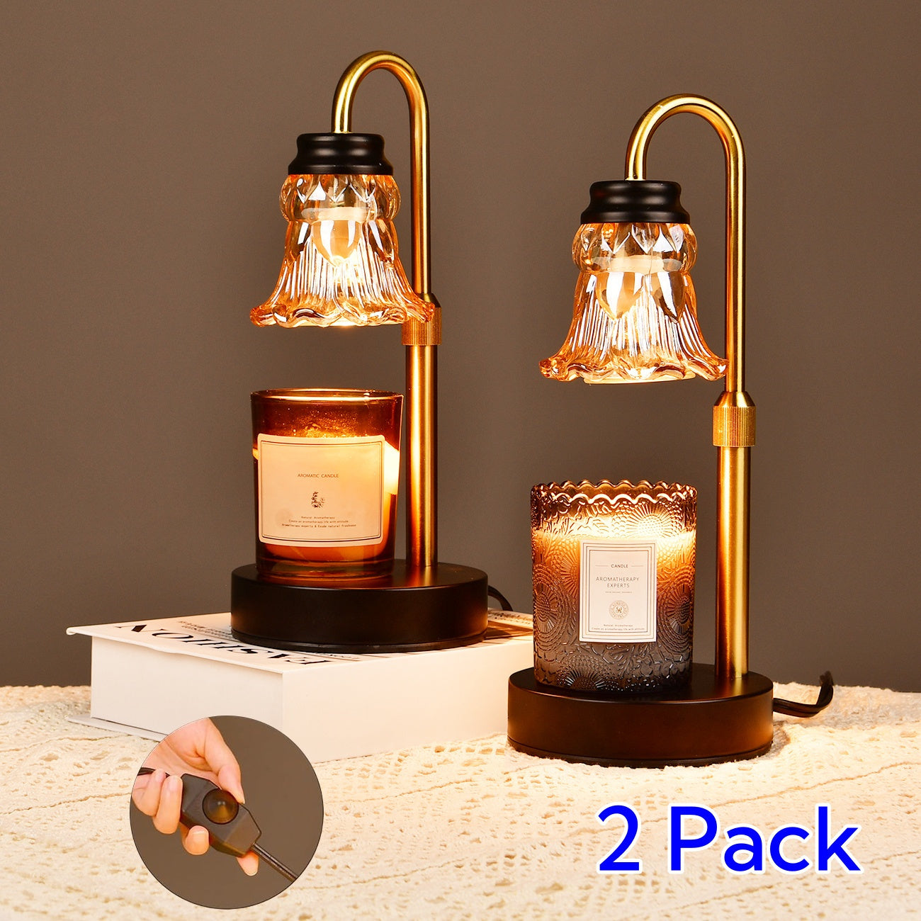 Fragrance Candle Warmer Lamp 2-Pack Adjustable with Dimmer