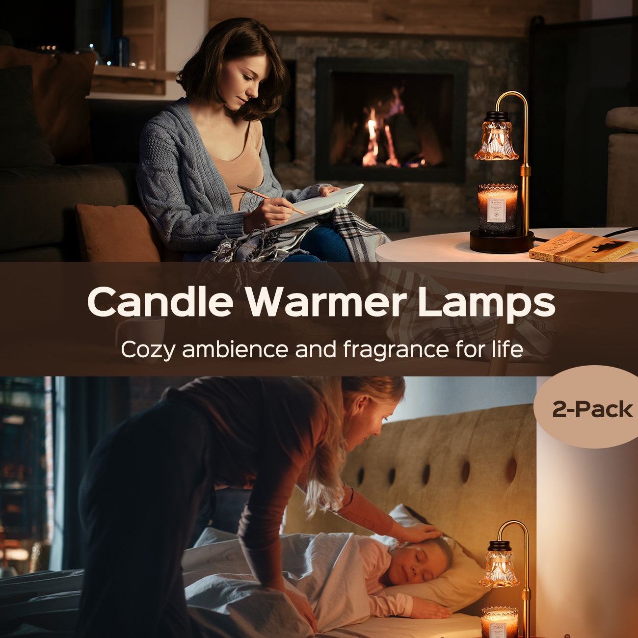 Fragrance Candle Warmer Lamp 2-Pack Adjustable with Dimmer