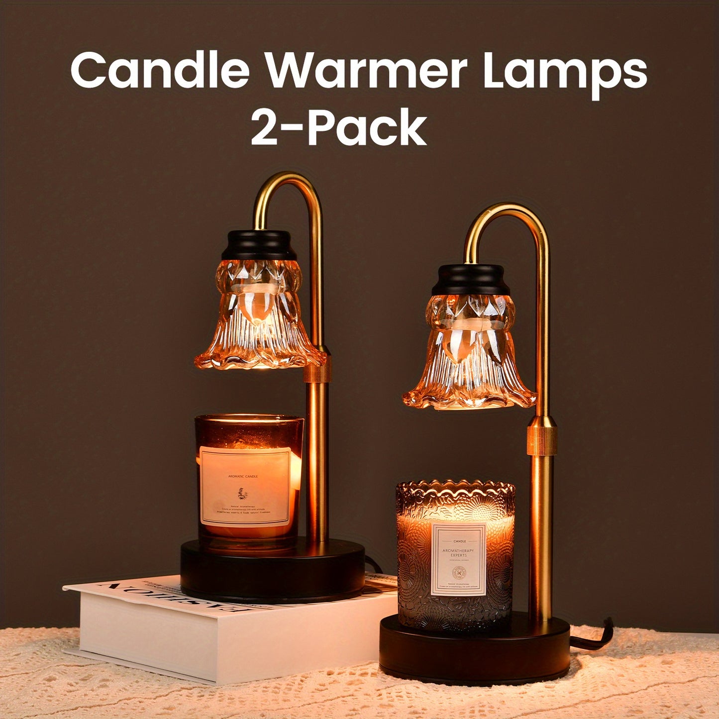 Fragrance Candle Warmer Lamp 2-Pack Adjustable with Dimmer