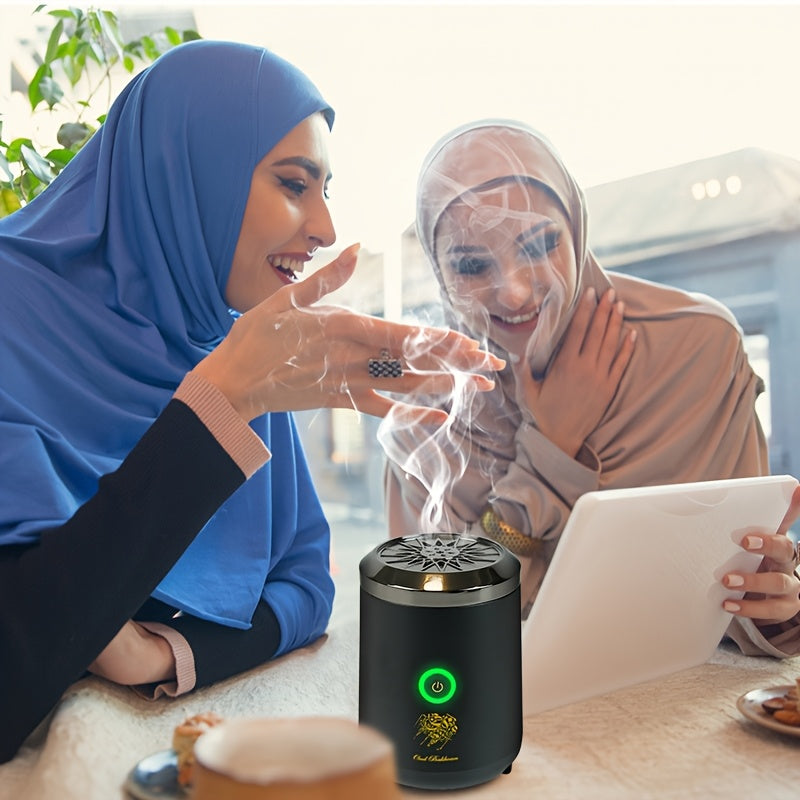 Portable Mini Aromatherapy Incense Burner, USB Car Charcoal Burner for Arabic OUD BUKHOOR, Durable Metal Construction, No Fragrance Empty Bottle