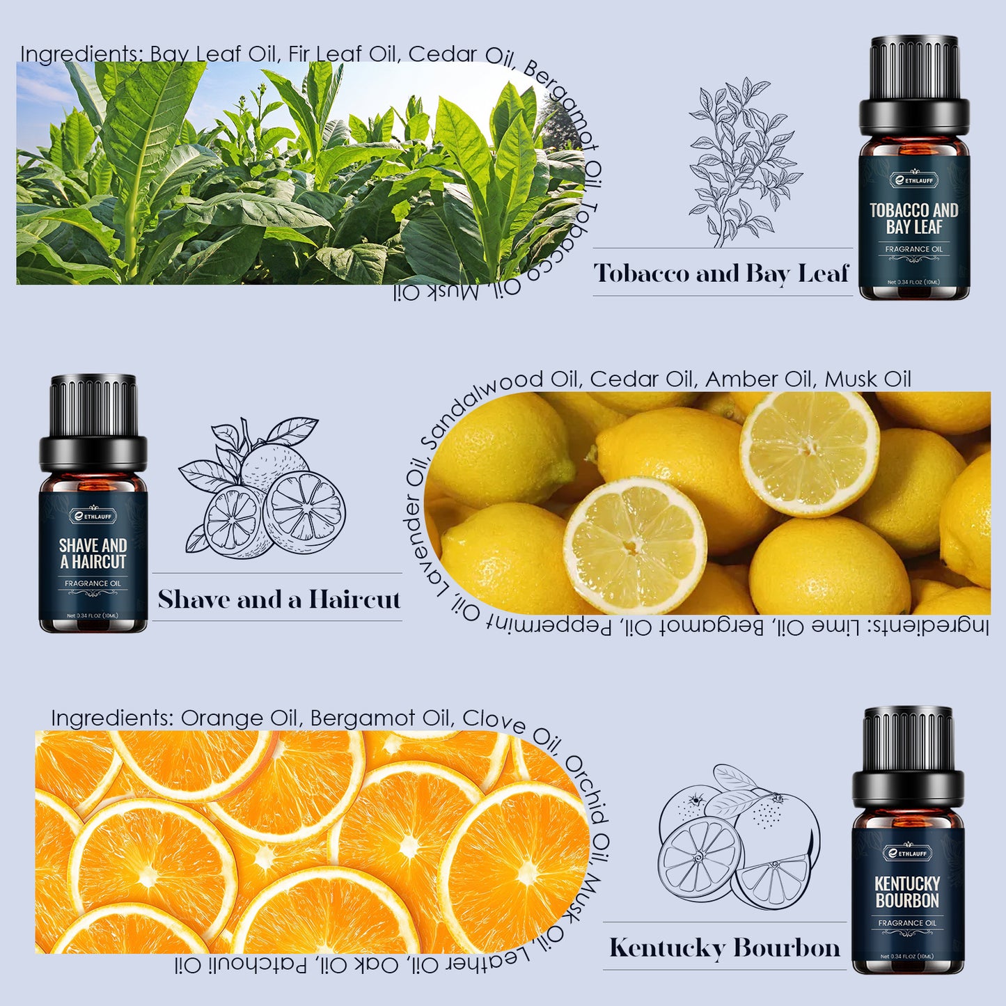 Mens Essential Oils Set, Men Scents Fragrance Oil, Essential Oils f... - 10ml