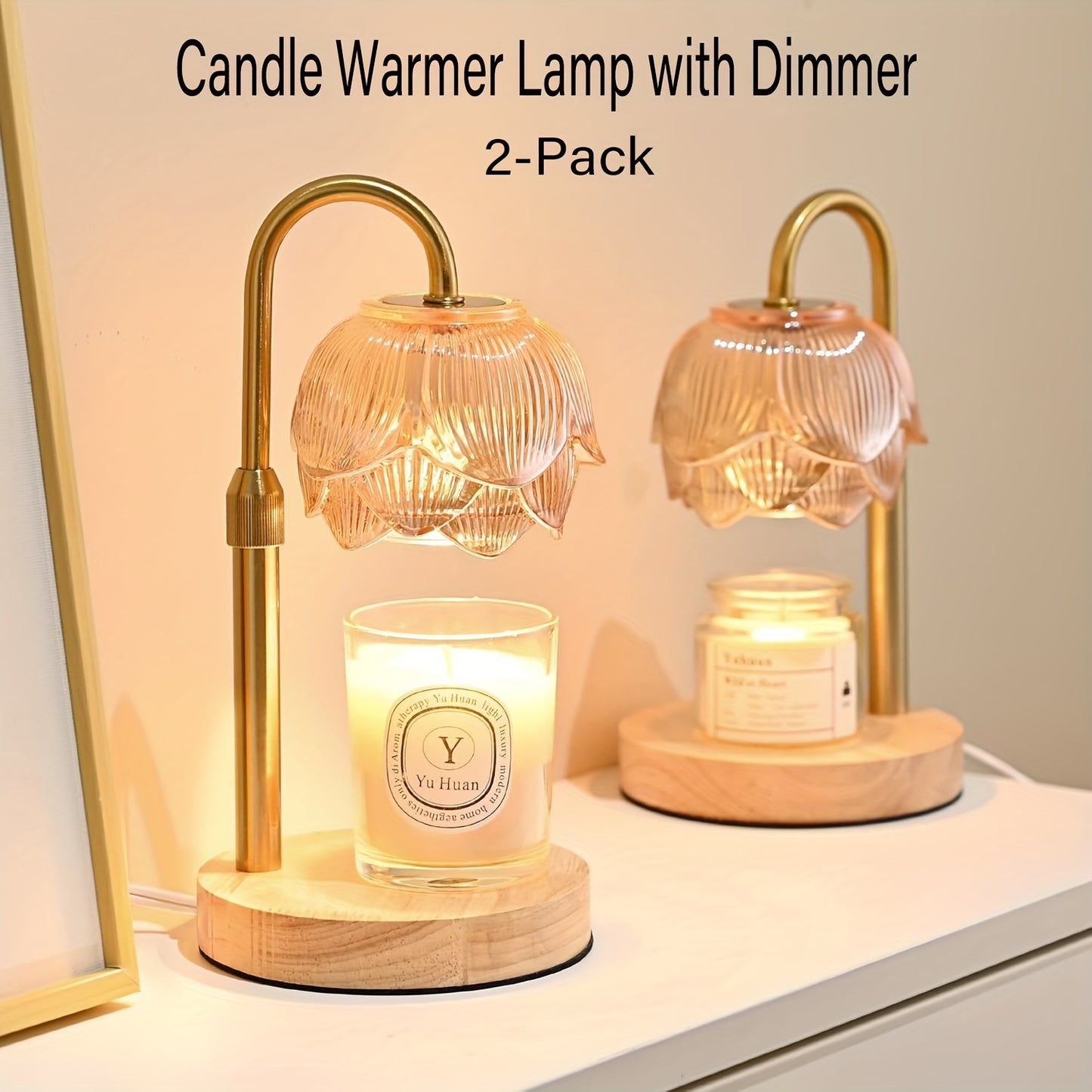 Fragrance Candle Warmer Lamp 2-Pack Adjustable with Dimmer