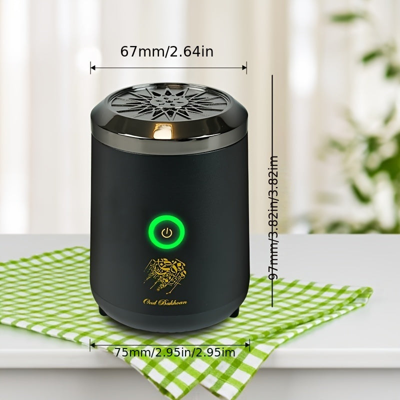 Portable Mini Aromatherapy Incense Burner, USB Car Charcoal Burner for Arabic OUD BUKHOOR, Durable Metal Construction, No Fragrance Empty Bottle