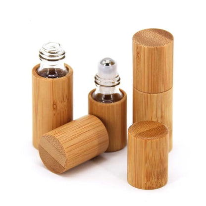 3ml 5ml 10ml Bamboo Wood Bottle Perfume Empty Oil Bottle Stainless ...