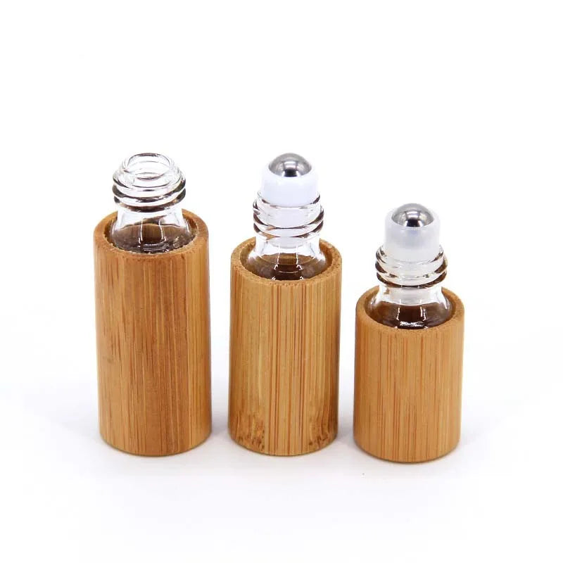 3ml 5ml 10ml Bamboo Wood Bottle Perfume Empty Oil Bottle Stainless ...