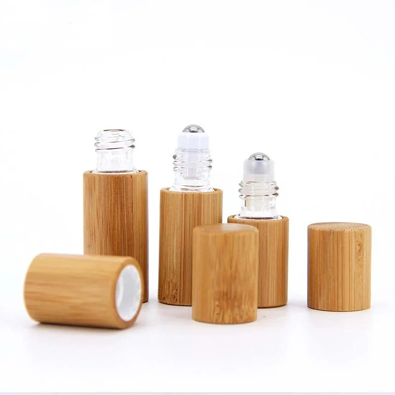 3ml 5ml 10ml Bamboo Wood Bottle Perfume Empty Oil Bottle Stainless ...