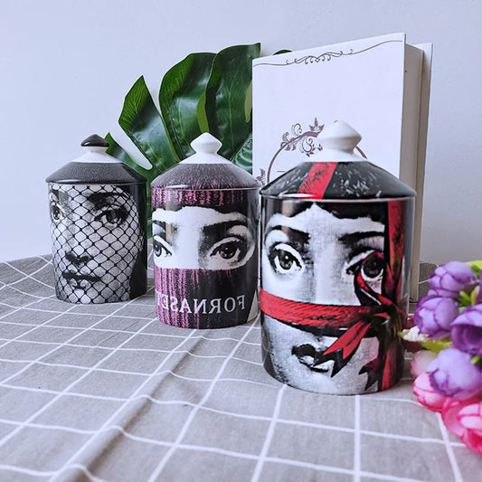 Creative Face Aromatherapy Candle Jar Ceramic Jewelry Storage Jar B... - 100ml