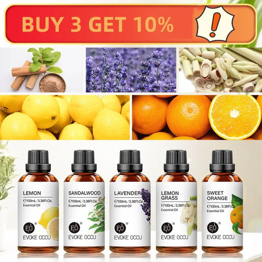 Essential Oils for Diffuser – EVOKE 100ml Multi-Flavor Set