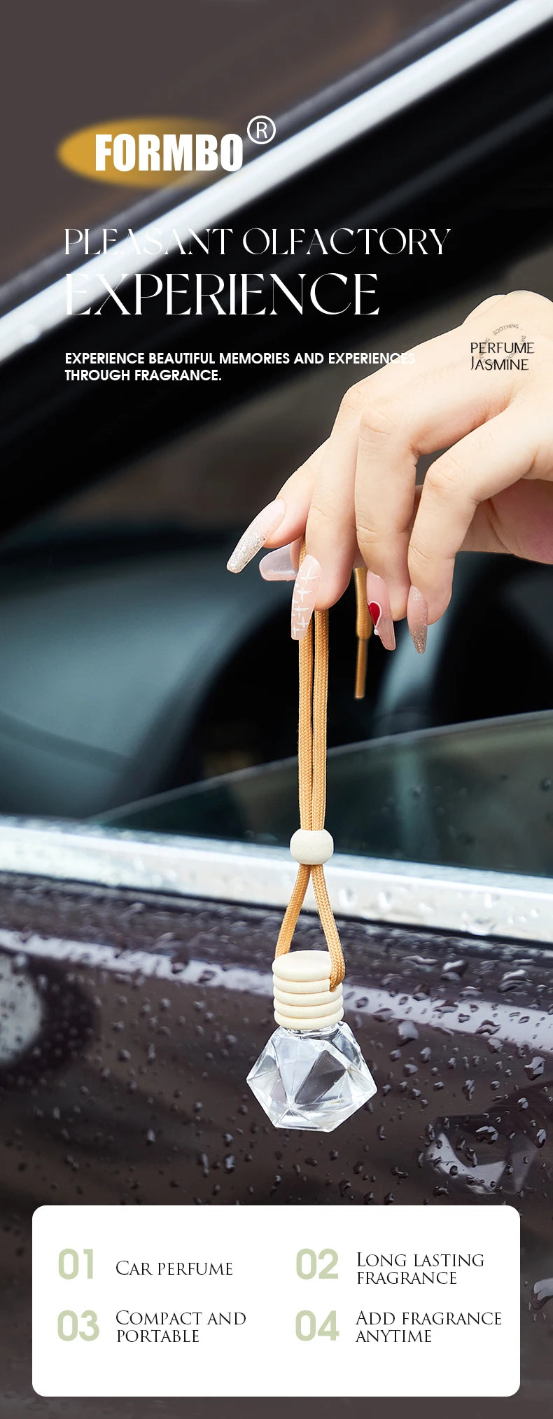 Fragrant woody car air freshener - a long-lasting fragrance suitable for car interiors, suitable for home and car use