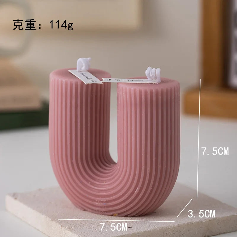 U Shaped Candle Scented Ribbed Aesthetic Decorative Gift