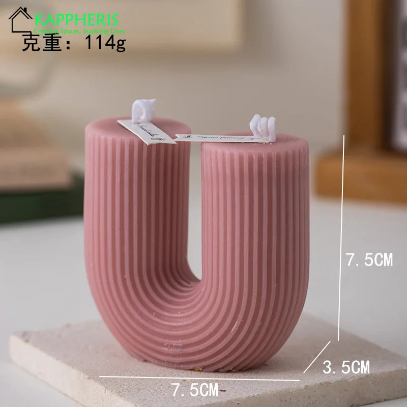 U Shaped Candle Scented Ribbed Aesthetic Decorative Gift