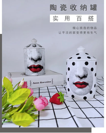 Creative Face Aromatherapy Candle Jar Ceramic Jewelry Storage Jar B... - 100ml