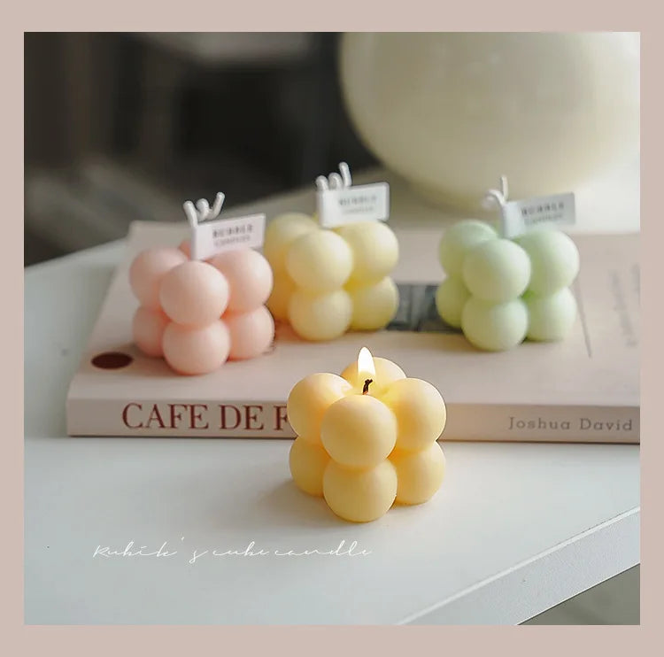 1Pc Lovely Color Cube Bubble Scented Candle Bedroom Living Room Fra... - 100ml