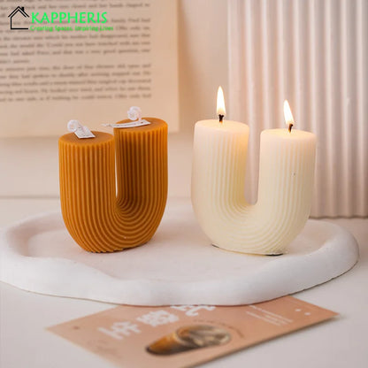 U Shaped Candle Scented Ribbed Aesthetic Decorative Gift