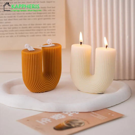U Shaped Candle Scented Ribbed Aesthetic Decorative Gift