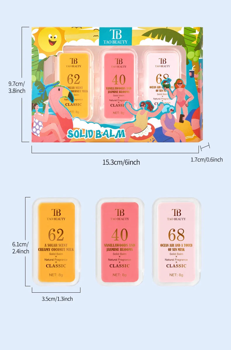3pcs Fruit Aroma Solid Perfume Balm Box Set Romantic Long Lasting B...