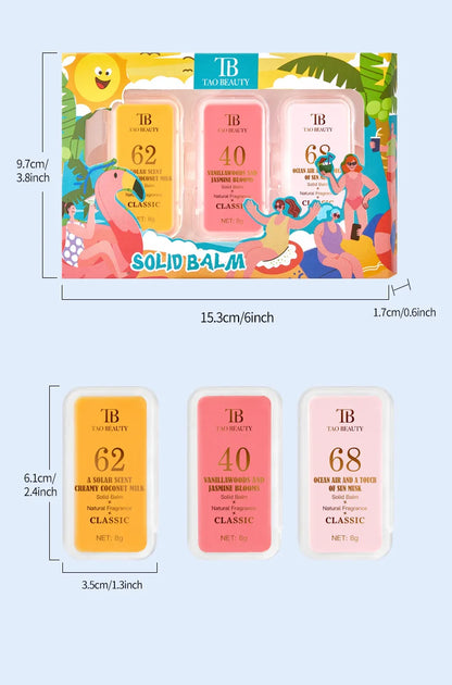 3pcs Fruit Aroma Solid Perfume Balm Box Set Romantic Long Lasting B...