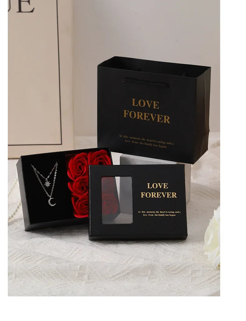 Valentine's Day Jewelry Gift Packaging Box 6 Rose Pendants Ring Bra...