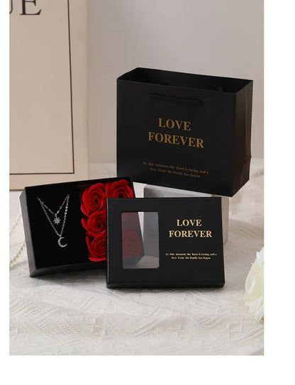 Valentine's Day Jewelry Gift Packaging Box 6 Rose Pendants Ring Bra...