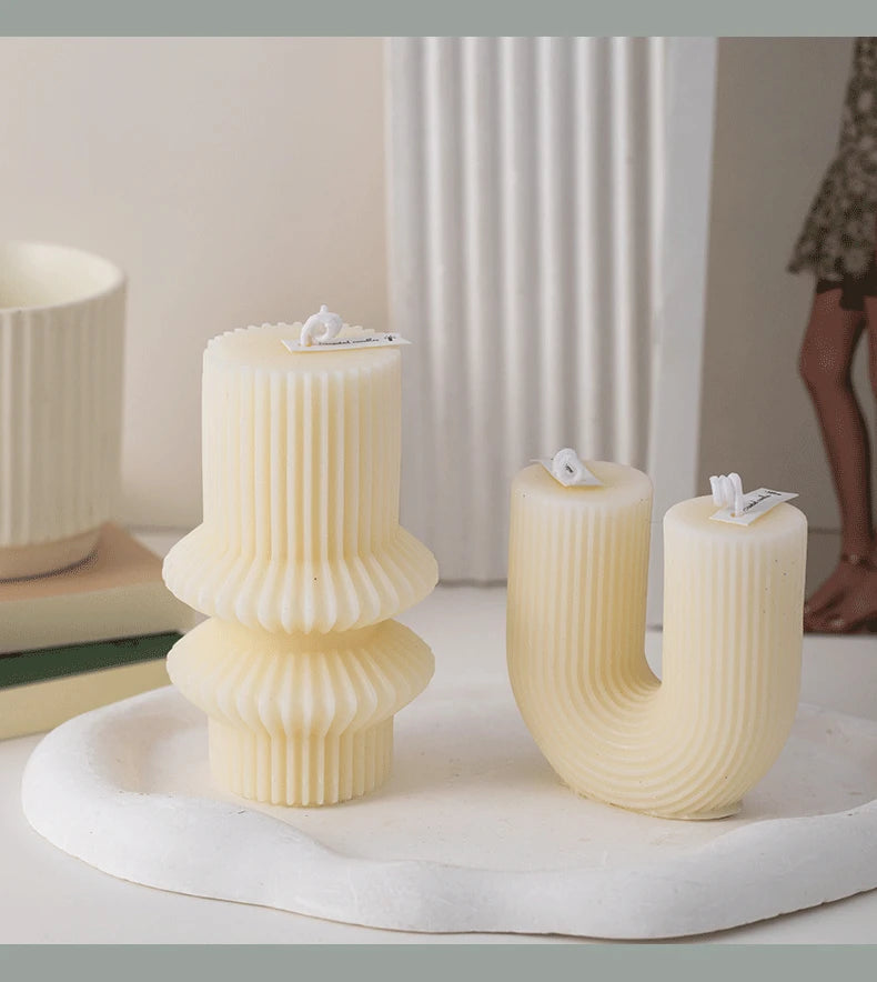 U Shaped Candle Scented Ribbed Aesthetic Decorative Gift