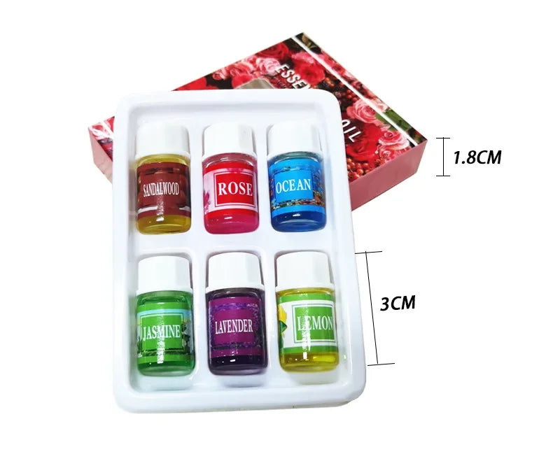 6pcs/set Essential Oils Gift Box Aroma Diffuser Air Humidifier Water - 100ml