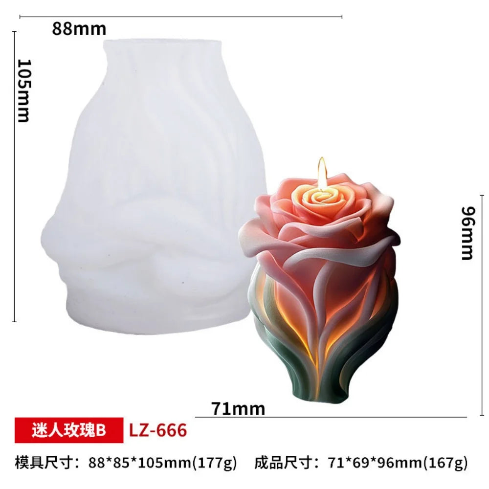 DIY Rose Love Aromatherapy Candle 3D Couple Mold