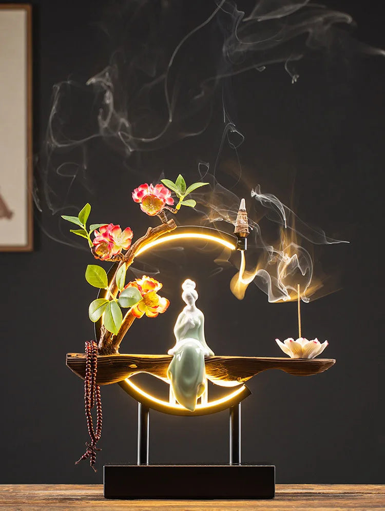 Style Backflow Incense Burner LED Light USB Circle Ceramic ... - 100ml