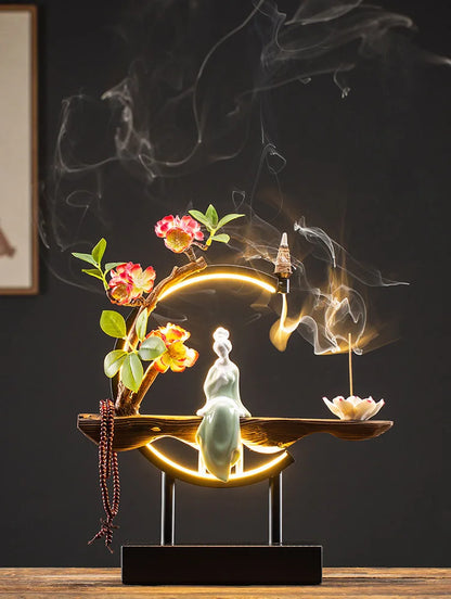 Style Backflow Incense Burner LED Light USB Circle Ceramic ... - 100ml