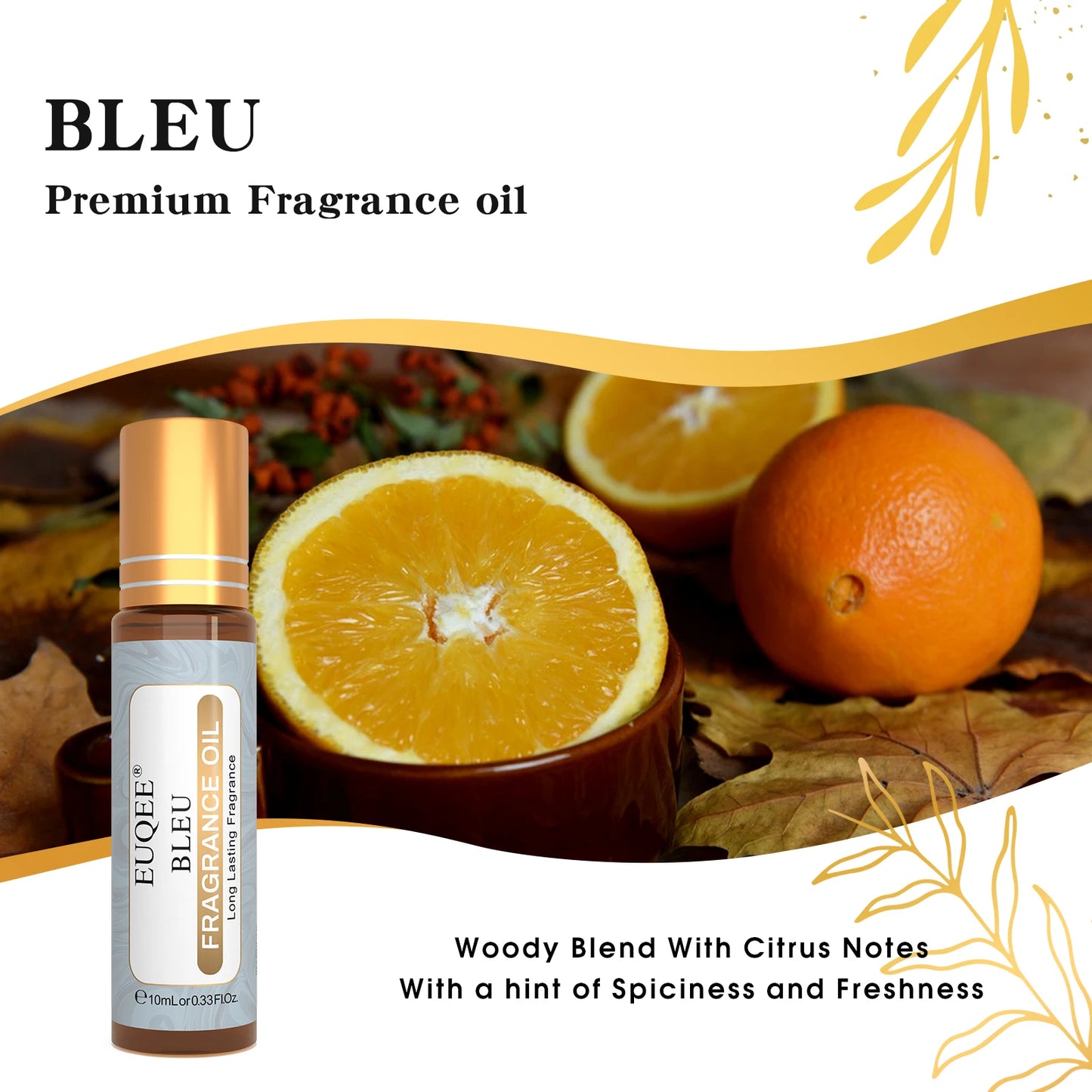 EUQEE 10ml Premium Men's Fragrance Oil For Car Diffuser Aromatherapy Vanilla Musk Leather Amber Romance Aroma Essential Oils