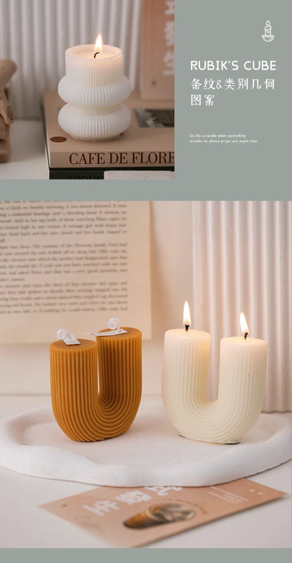 U Shaped Candle Scented Ribbed Aesthetic Decorative Gift