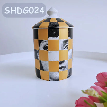 Creative Face Aromatherapy Candle Jar Ceramic Jewelry Storage Jar B... - 100ml