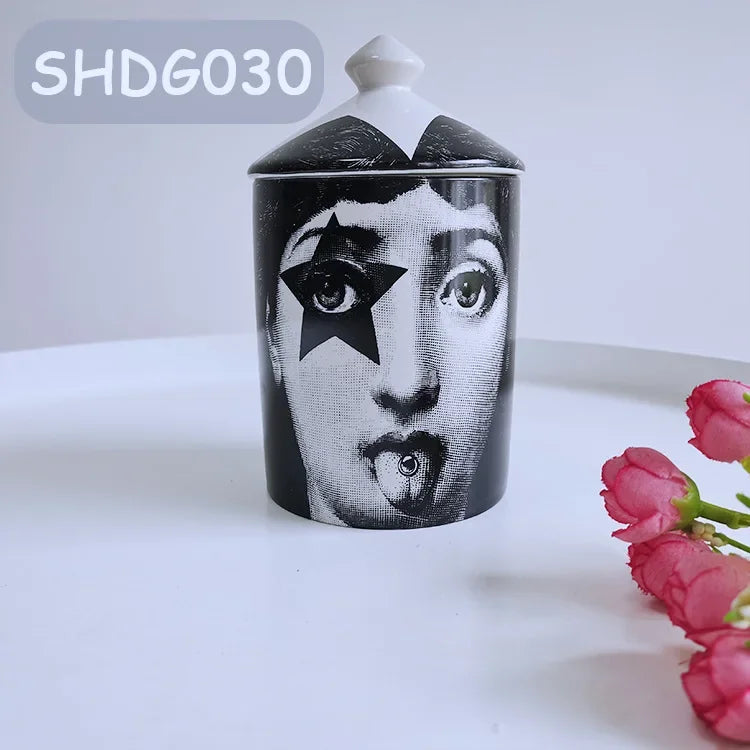 Creative Face Aromatherapy Candle Jar Ceramic Jewelry Storage Jar B... - 100ml