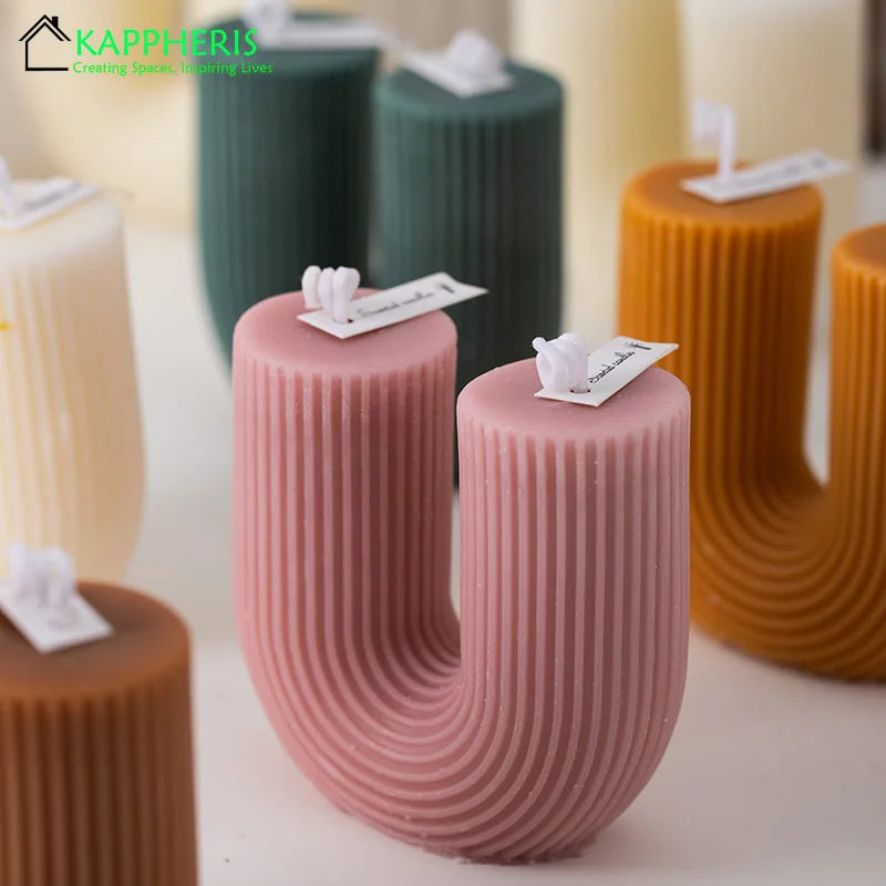 U Shaped Candle Scented Ribbed Aesthetic Decorative Gift