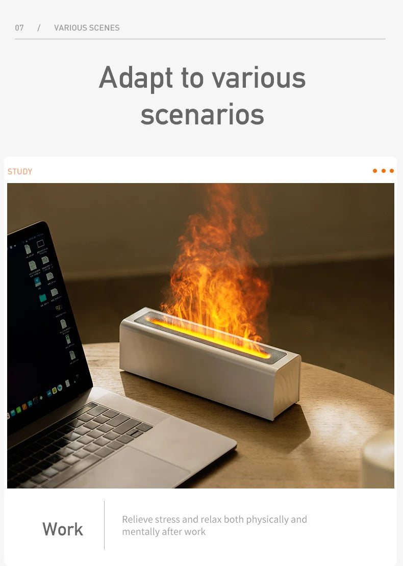 Essential Oil Diffuser Portable 7-Color Flame Aromatherapy