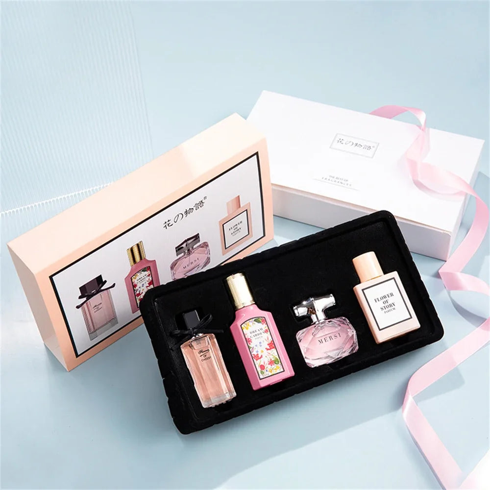 Feminine Charm Perfume Women Gift Box Four Piece Set Plant Floral Scent Pheromone Lasting Fragrance