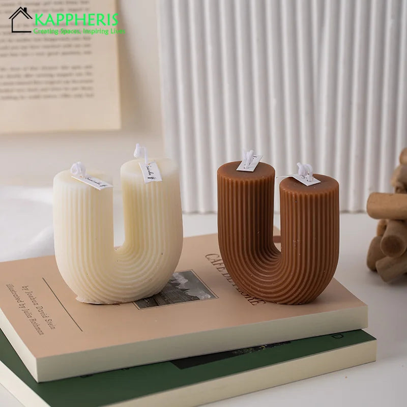 U Shaped Candle Scented Ribbed Aesthetic Decorative Gift