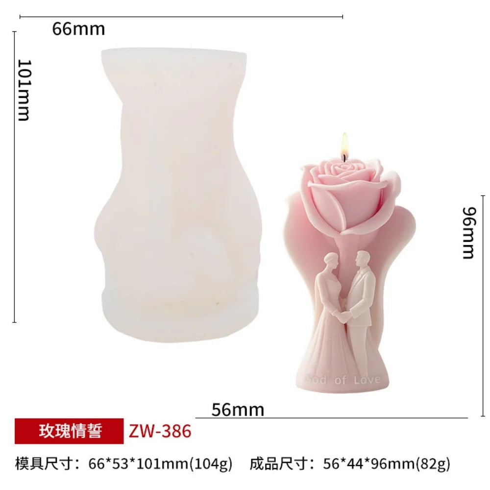 DIY Rose Love Aromatherapy Candle 3D Couple Mold
