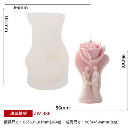 DIY Rose Love Aromatherapy Candle 3D Couple Mold