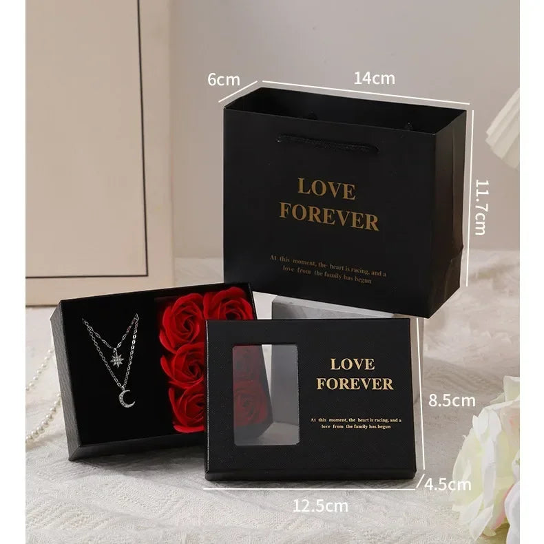 Valentine's Day Jewelry Gift Packaging Box 6 Rose Pendants Ring Bra...