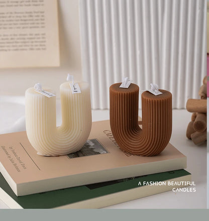 U Shaped Candle Scented Ribbed Aesthetic Decorative Gift