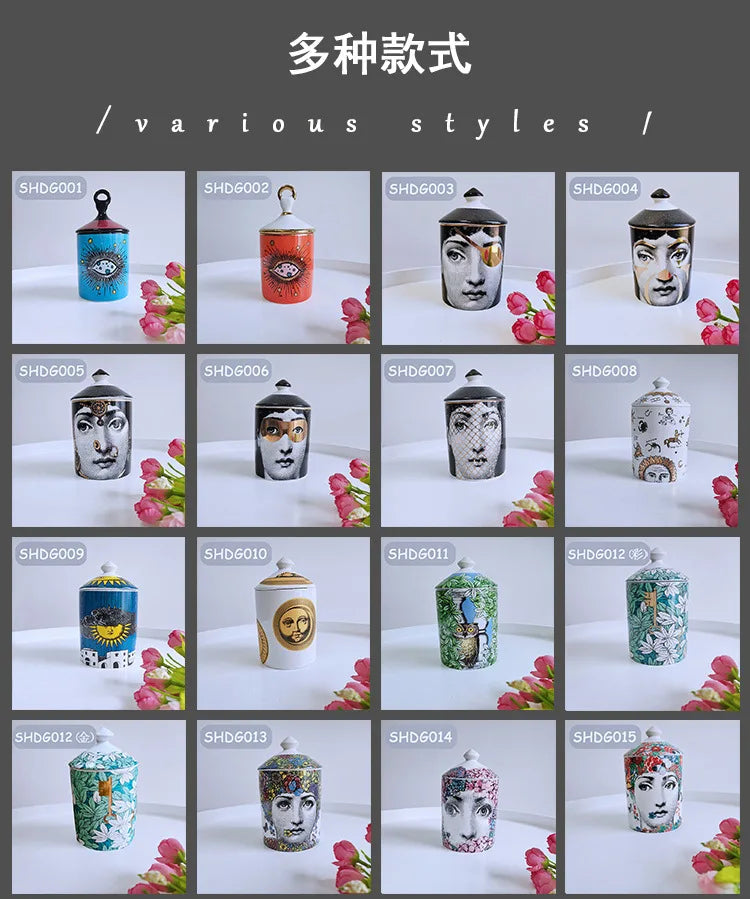 Creative Face Aromatherapy Candle Jar Ceramic Jewelry Storage Jar B... - 100ml