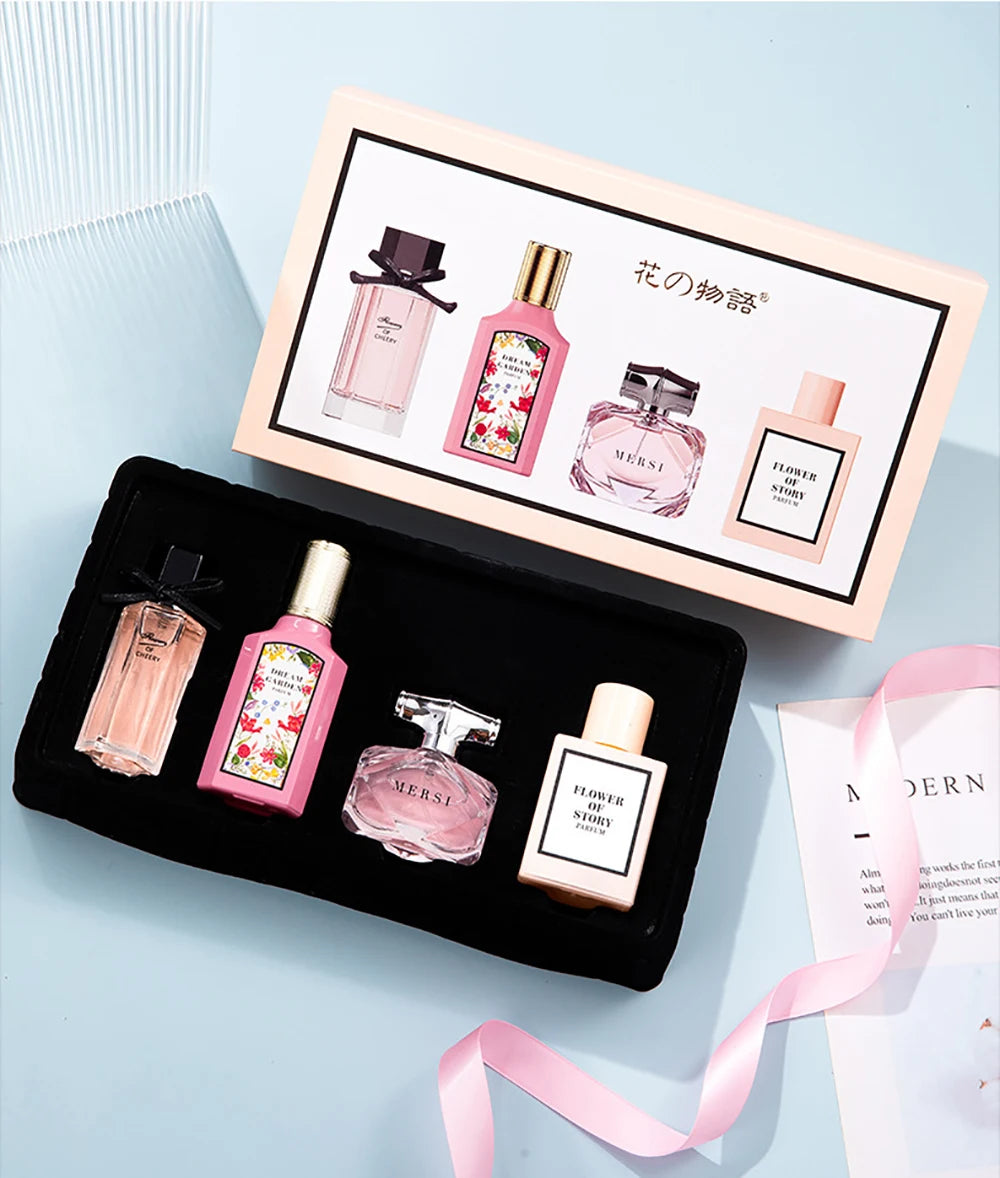 Feminine Charm Perfume Women Gift Box Four Piece Set Plant Floral Scent Pheromone Lasting Fragrance
