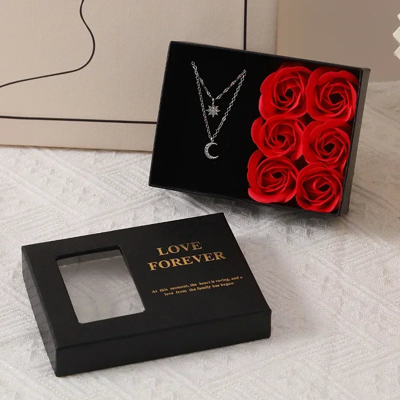 Valentine's Day Jewelry Gift Packaging Box 6 Rose Pendants Ring Bra...