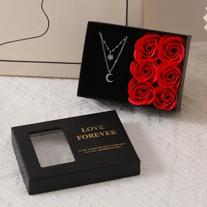 Valentine's Day Jewelry Gift Packaging Box 6 Rose Pendants Ring Bra...