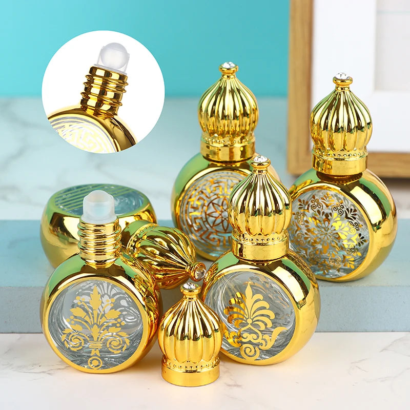 10ml Mini Essential Oil Roller Bottle Gold Crown Shape Perfume Bott...