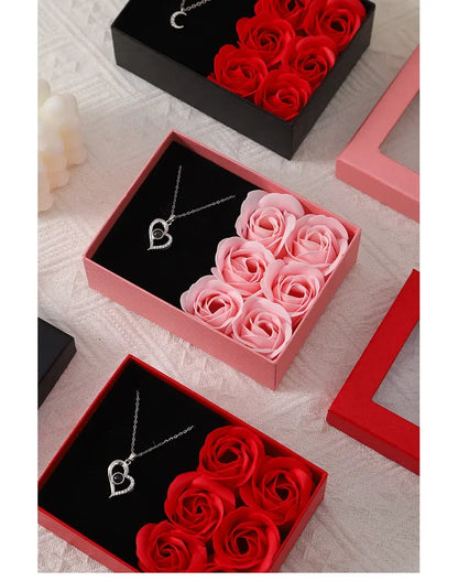 Valentine's Day Jewelry Gift Packaging Box 6 Rose Pendants Ring Bra...