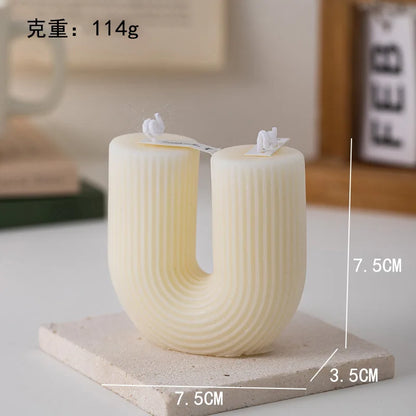 U Shaped Candle Scented Ribbed Aesthetic Decorative Gift
