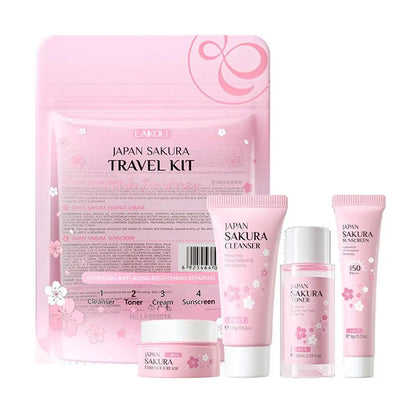 3/4Pcs/Set Sakura Skin Care With Cleanser Toner Eye Cream Facial Cream Sunscreen Beauty Products For Women Travel Skin Care Kit